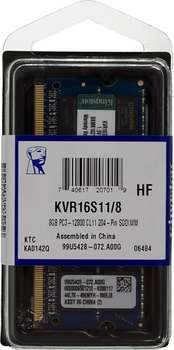Оперативная память Kingston SO-DDR3 8Gb 1600MHz (KVR16S11/8) RTL Non-ECC