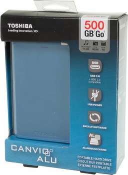 Внешний накопитель Toshiba Жесткий диск  USB 3.0 500Gb HDTH305EL3AA Canvio Alu 2.5" голубой