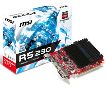 Видеокарта MSI PCI-E R5 230 1GD3H AMD Radeon R5 230 1024Mb 64bit GDDR3 625/1000 DVIx1/HDMIx1/CRTx1/HDCP Ret