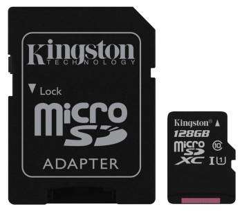 Карта памяти Kingston microSDXC 128Gb Class10  SDC10G2/128GB + adapter