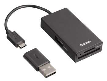 Маршрутизатор Hama USB 2.0  OTG Hub/Card/microUSB 1порт. черный