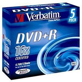 Оптический диск Verbatim DVD+R 4.7Gb 16x Slim case