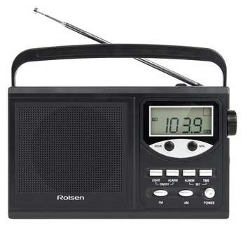 Радиобудильник ROLSEN RBM-216 черный LCD часы:цифровые AM/FM/УКВ/КВ