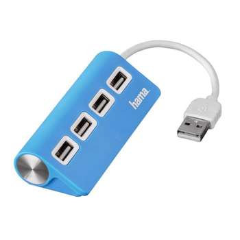 Маршрутизатор Hama USB 2.0  TopSide 4порт. голубой