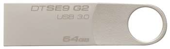 Flash-носитель Kingston 64Gb DataTraveler SE9 G2 DTSE9G2/64GB USB3.0 серебристый