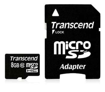 Карта памяти Transcend 8GB microSDHC Class10 w/ adapter TS8GUSDHC10