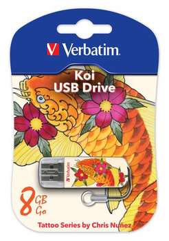 Flash-носитель Verbatim 8Gb Store n Go Mini Tattoo Koi 49882 USB2.0 белый/узор