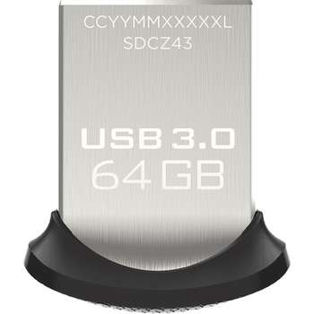Flash-носитель SanDisk Флеш Диск 64Gb Ultra Fit SDCZ43-064G-GAM46 USB3.0 черный