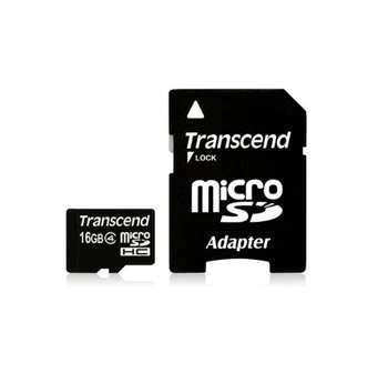 Карта памяти Transcend Флеш-накопитель  16GB microSDHC Class4 w/ adapter TS16GUSDHC4