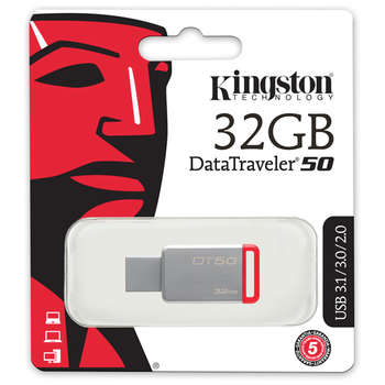 Flash-носитель Kingston 32Gb DataTraveler 50 DT50/32GB USB3.0 красный