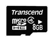 Карта памяти Transcend Флеш карта microSDHC 8Gb Class4 TS8GUSDC4 w/o adapter