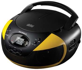 Магнитола SUPRA Аудио  BB-CD121U черный/желтый 2.4Вт/CD/CDRW/MP3/FM/USB