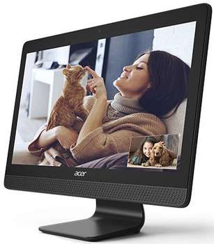 Моноблок Acer Aspire C20-220 19.5" HD+ A6 7310 /4Gb/500Gb 5.4k/R4/DVDRW/CR/Windows 10 64/GbitEth/WiFi/BT/клавиатура/мышь/Cam/черный 1600x900