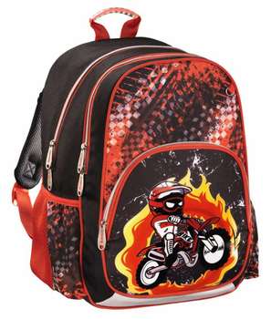 Школьный рюкзак Hama Motorbike черный/красный 00139086