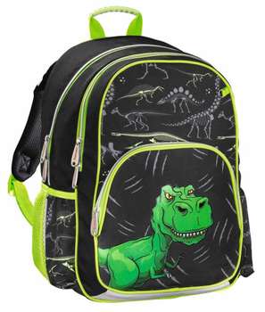 Школьный рюкзак Hama Рюкзак  DINO черный/зеленый