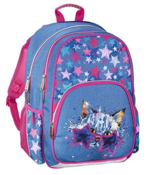 Школьный рюкзак Hama Рюкзак  CRAZY CAT синий/розовый