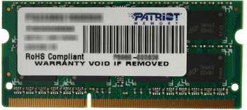 Оперативная память Patriot Память DDR3L 2Gb 1600MHz PSD32G1600L2S RTL PC3-12800 CL11 SO-DIMM 204-pin 1.35В