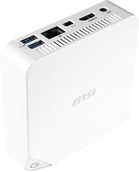 Компьютер, рабочая станция MSI Неттоп  Cubi 237XRU slim Cel 3215U /2Gb/SSD128Gb/HDG/noOS/GbitEth/WiFi/BT/65W/белый
