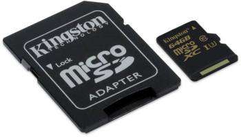 Карта памяти Kingston Флеш карта microSDXC 64Gb Class10  SDCG/64GB + adapter