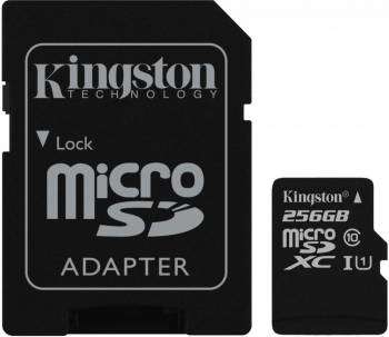 Карта памяти Kingston Флеш карта microSDXC 256Gb Class10  SDC10G2/256GB + adapter