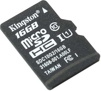 Карта памяти Kingston Флеш карта microSDHC 16Gb Class10  SDC10G2/16GBSP w/o adapter
