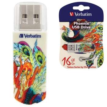 Flash-носитель Verbatim Флеш Диск 16Gb Store n Go Mini Tattoo Edition Phoenix 49887 USB2.0 белый/рисунок