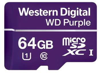 Карта памяти Purple Surveillance MicroSDXC WDD064G1P0A 64ГБ Class 10 для видеонаблюдения