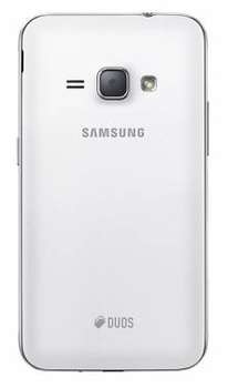 Смартфон Samsung Galaxy J1  SM-J120F 8Gb белый моноблок 3G 4G 2Sim 4.5" 480x800 Android 5.1 5Mpix WiFi BT GPS GSM900/1800 GSM1900 TouchSc MP3 FM microSD max128Gb