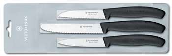 Нож кухонный VICTORINOX Swiss Classic Paring компл.:3шт черный европодвес 6.7113.3