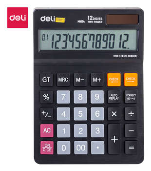 Калькулятор DELI настольный EM01420 черный 12-разр.