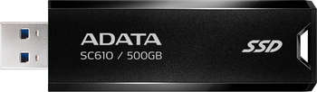 Внешний накопитель A-DATA Накопитель SSD USB 3.1 500GB SC610-500G-CBK/RD SC610 1.8" черный