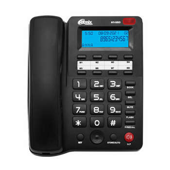 Офисная телефония RITMIX Телефон RT-550 black, АОН, спикерфон, память 100 номеров, тональный/импульсный режим, 80001483