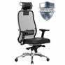 Кресло, стул Метта Кресло офисное "SAMURAI" SL-3.04, с подголовником, сверхпрочная ткань-сетка/экокожа, черное