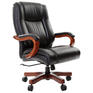Кресло, стул CHAIRMAN Кресло из натуральной кожи CH 503, нагрузка до 180 кг, дерево, черное