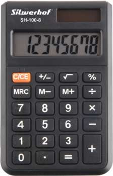 Калькулятор SILWERHOF карманный SH-100-8 черный 8-разр.